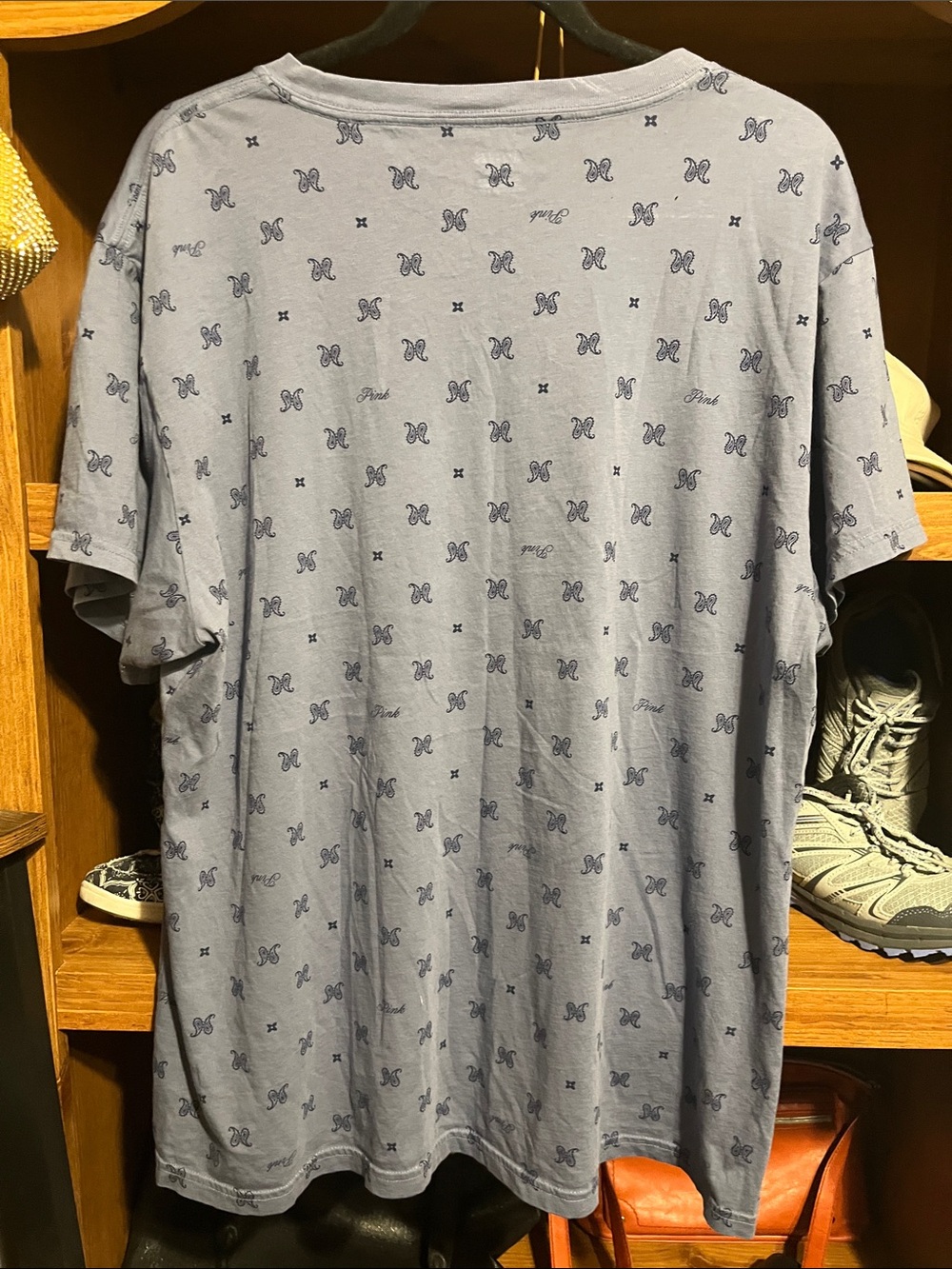 PINK Victoria's Secret Slate Blue Short Sleeve Tee with Micro Star Print - Picture 4 of 4
